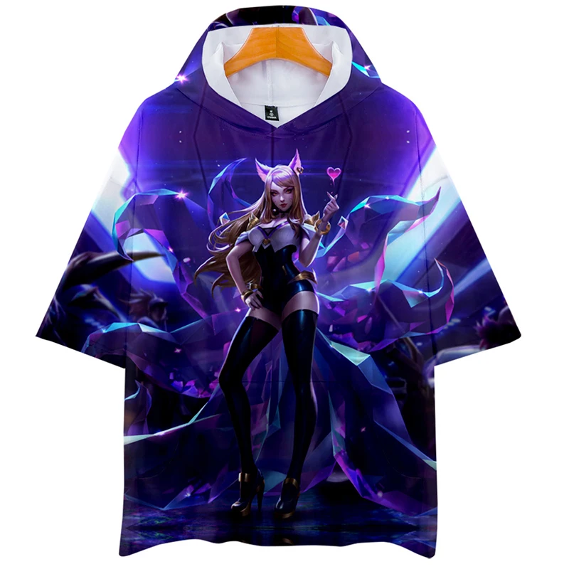 

Fashion Kpop KDA Pop Stars 3d Hoodies Pullover Cosplay Costume Men Women Hoodie Hoody Tops Short Sleeve Unisex Hooded Sweatshirt