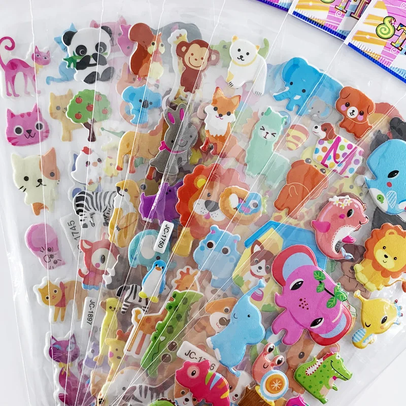 Juego de pegatinas de dibujos animados para niños y niñas, pegatinas impermeables de animales del Zoo, para decoración de cuaderno, álbum de recortes, juguete para niños y niñas, 8 hojas