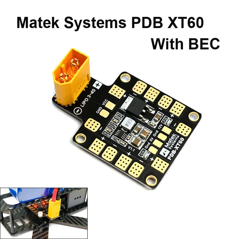 

Matek Systems PDB XT60 W/ BEC 5V & 12V 2oz Copper For RC Helicopter FPV Quadcopter Muliticopter Drone Power Distribution Board