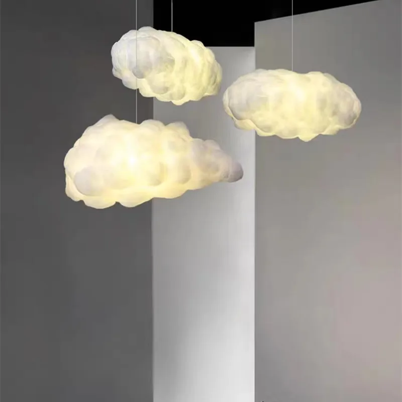 Nordic clound chandelier Creative Led white chandelier Bedroom Coffee Shop Restaurant Cloud Art Cute kids room decoration light