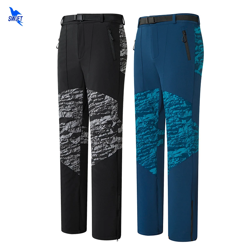 

Customize LOGO Spring Warm Fleece Men Hiking Pants Waterproof Windproof Hunting Camping Ski Softshell Trousers Outdoor Clothing