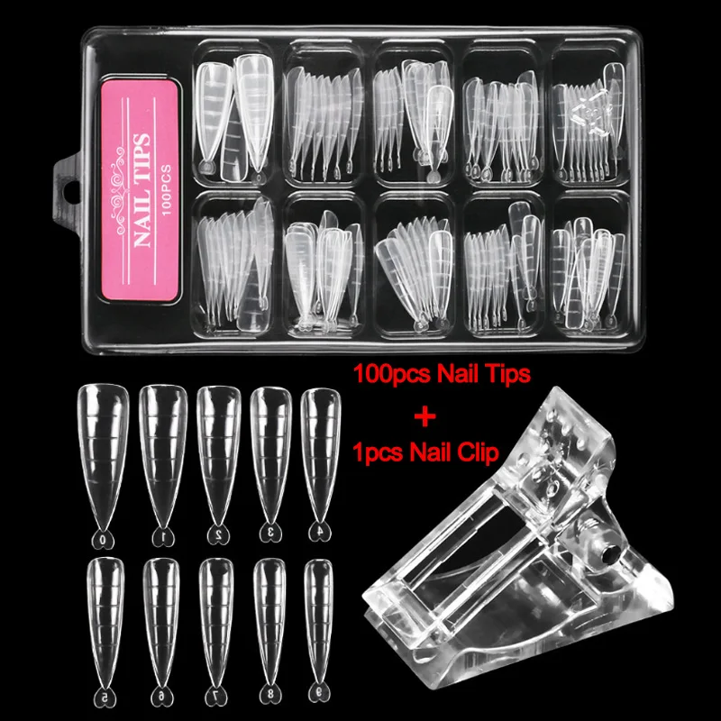 Full Cover Sculpted False Nails For Nail Extension Nail Tips Set  Acrylic Nail Clip Set Mold False Tips Manicuring Tools Set