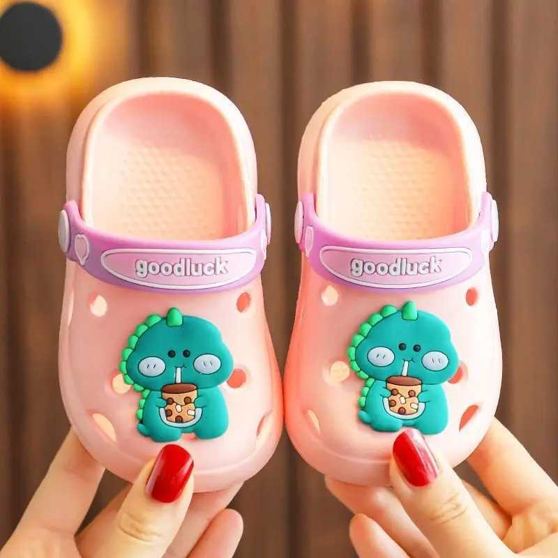 Unisex Cartoon Clogs Hole Shoes Children's Slippersinfant Non-slip Soft Bottom Indoor Anti-collision Sandals and Slippers Summer