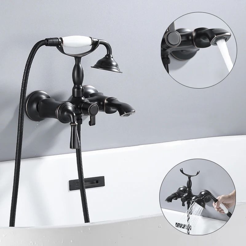 Oil Rubbed Bronze Classical Brass Bathtub shower faucet Wall Mounted High Quality Copper Cold hot water Shower Faucet set,ORB