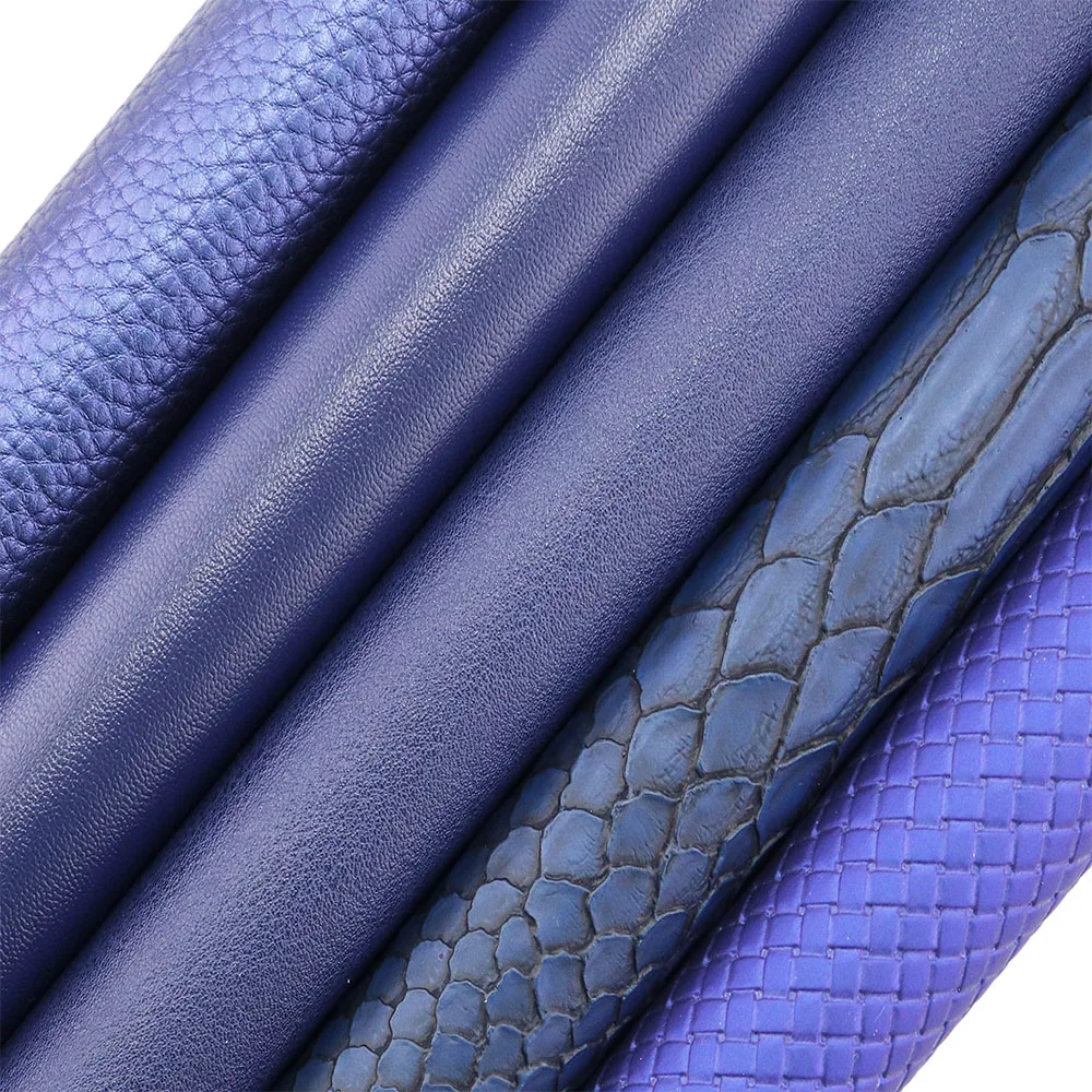 30x134cm Roll Navy Blue Smooth Embossed Faux Synthetic Artificia Litchi Lychee Leather Fabric For Bows Handbags Decoration HM004