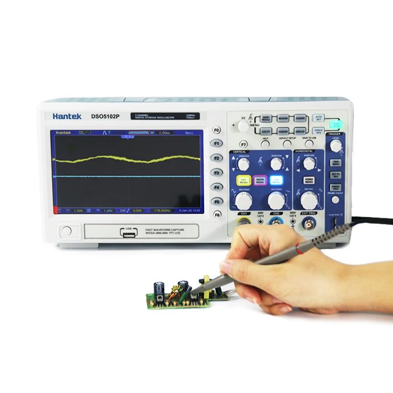 Digital Oscilloscope Hantek DSO5102P Portable 100MHz 2Channels 1GSa/s Record Length 40K USB Osciloscopio Handheld Oscilloscopes