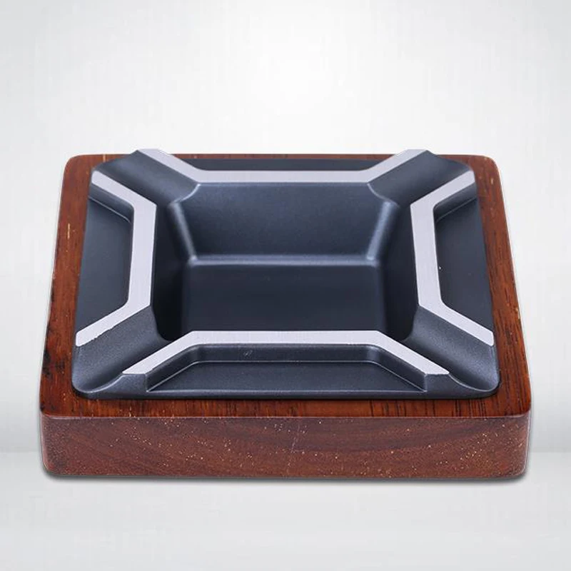 JIFENG Chicken-Wingwood Cigar Ashtray Square Zinc Alloy Cigar Ashtray Deliacte For Car&Home With 4 Cigars Holder Ash Slot