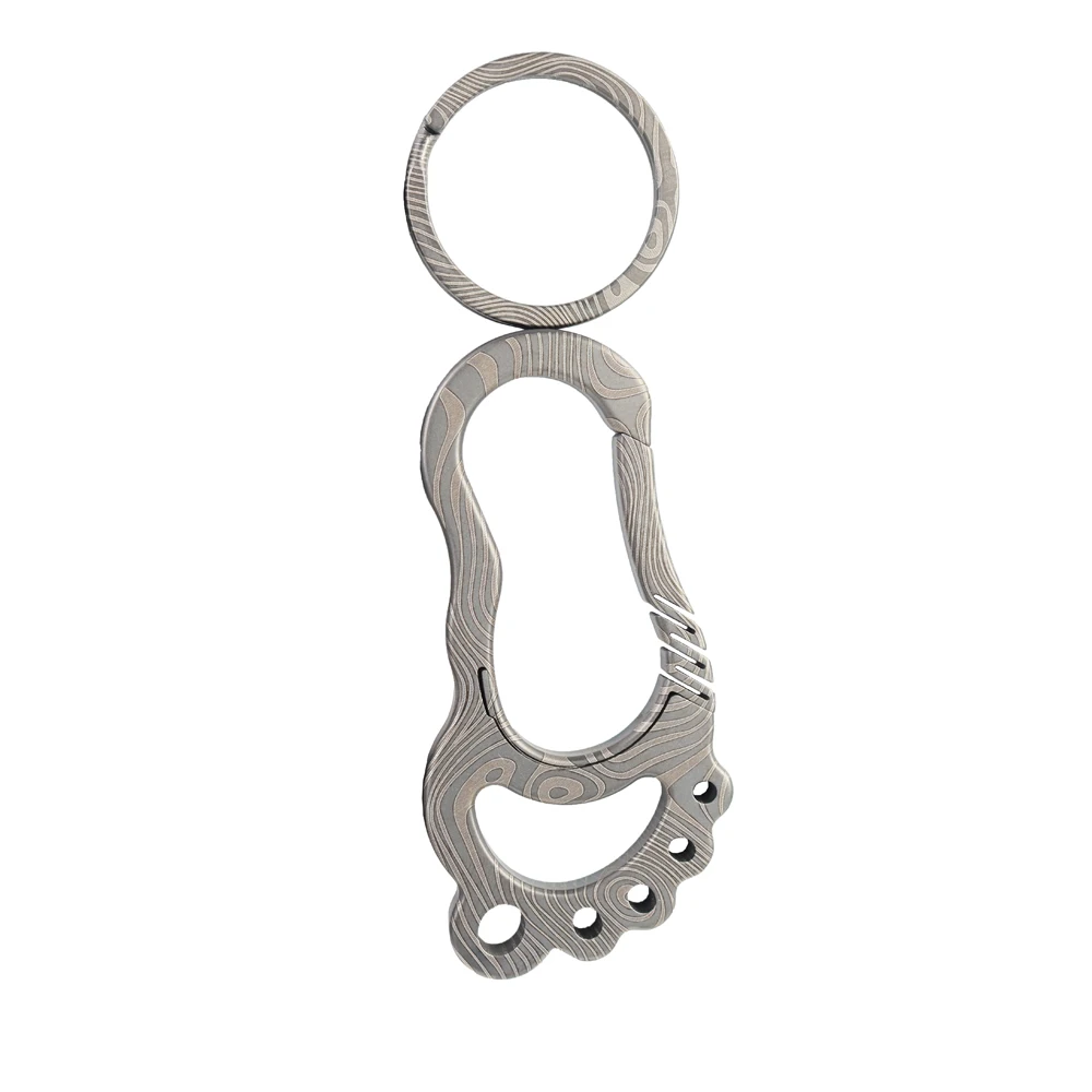 MASALONG MK01 Ultra-light titanium alloy footprint, sole Rings Quick Release Duty Key Chain Hook Titanium Keychain