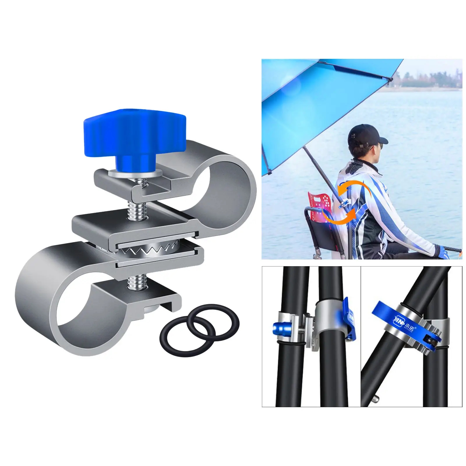 Fishing Umbrella Stand Holder Fixed Clip Fish Pole Connector Deck Clamp Brackets Mount Universal for Sunshade Beach Garden