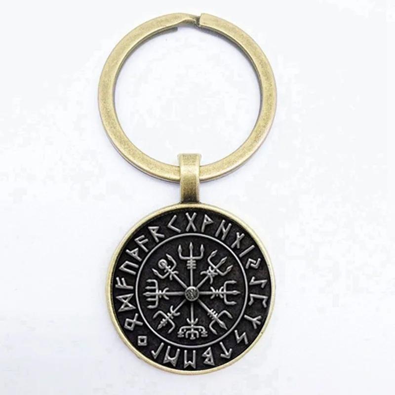 Popular New Vegvisir Viking Pirate Keychain Viking Compass Pattern Glass Pendant Keychain Best Gift