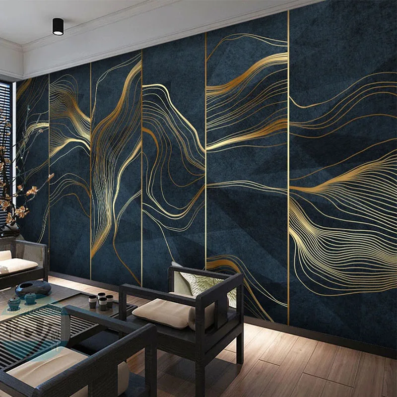 

Custom Mural Wallpaper 3D Abstract Golden Line Wall Painting Living Room TV Sofa Study Backdrop Wall Home Decor Papel De Parede