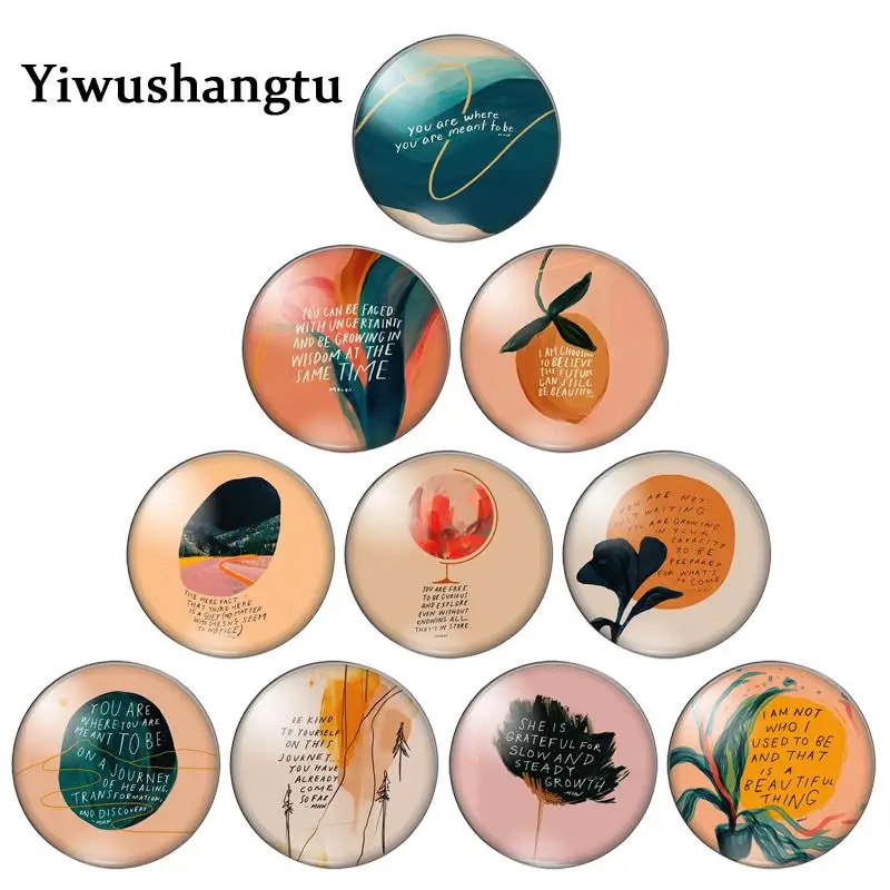 

Positive tree language Retro style painting 12mm/20mm/25mm/30mm Round photo glass cabochon demo flat back Making findings