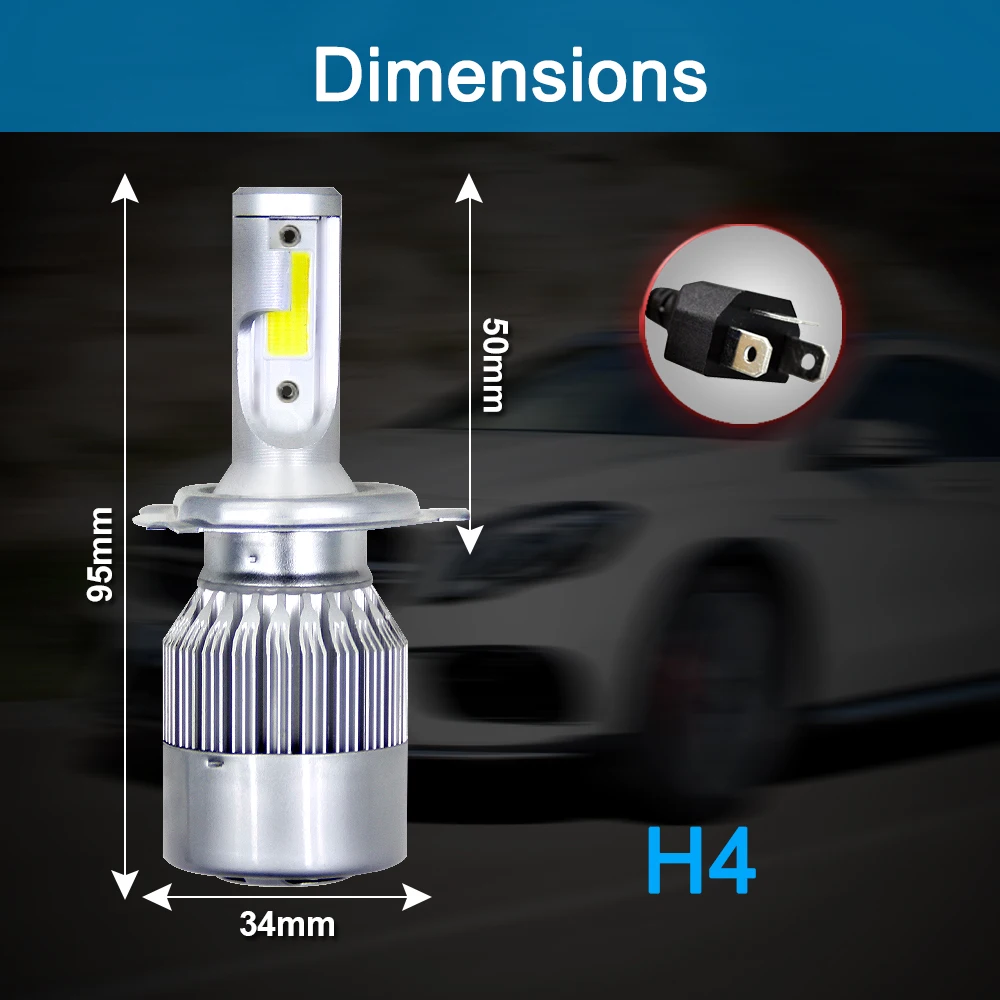 2 pz C6 H1 H3 Led faro luci Auto lampadine H7 H4 880 H11 HB3 9005 HB4 9006 H13 6000K 72W 8000LM fari Auto fendinebbia