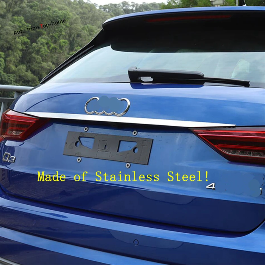 Rear Tailgate Trunk Door Upper Bottom Strip Decor Cover Kit Trim For Audi Q3 2019 - 2022 Stainless Steel Exterior Accessories