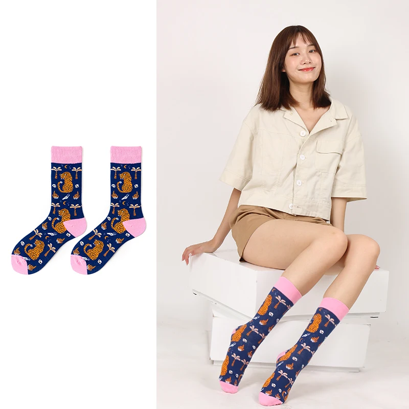 PEONFLY Sale cute animal bunny bird tiger ladybird cartoon Art Men Women Funny Socks Casual Harajuku Skateboard socks