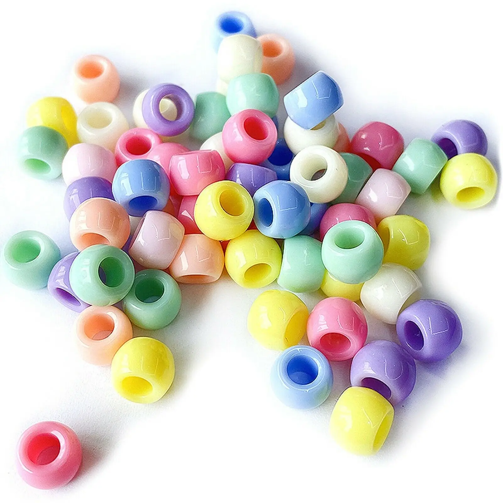 200pcs Various Style Round Barrel Pony Beads 8mm-10mm for Kids Craft Kandi