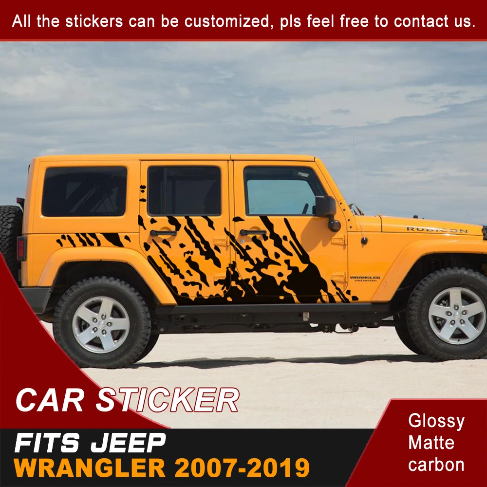 Fit For Jeep Wrangler Rubicon Or Sahara 4 Doors Car Decals Side Body Rear Trunk Mud Styling Graphic Vinyl Decorative Car Sticker