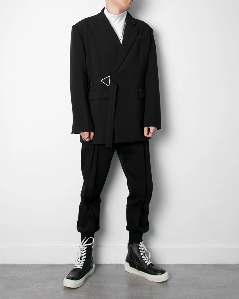 Autumn ins net red abstinence series asymmetric collar blazer suit jacket loose irregular suit men