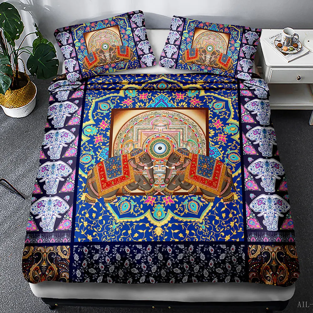 Home Textiles Bohemian Bedding Set Luxury Boho Duvet Cover Set for Adults Bed Set Pillowcases Queen King Size Quilt Bed Cover