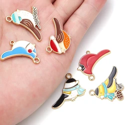 10pcs 16mm Cute Enamel Small Bird Charms Kawaii Charms Pendant for Earring Necklace Bracelet DIY Jewelry Making Accessories