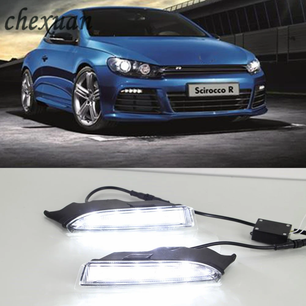 CSCSNL 1 Pair LED DRL Daytime Running Lights with Turnnig Yellow signal  For VW Volkswagen Scirocco R Line 2010 2011 2013 2014