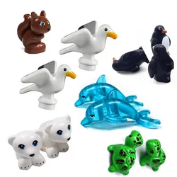 MOC City Animal Series Suits Cute Small Model Seagull Penguin Turtle Dolphin Building Blocks Educational Toys Cities Toy Gifts