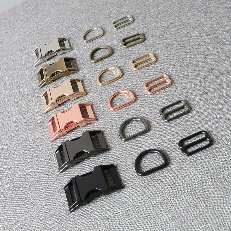 10 sets wholesale 25mm metal straps slider D ring release belt buckle for bag pet dog collar paracord sewing accessory hardware