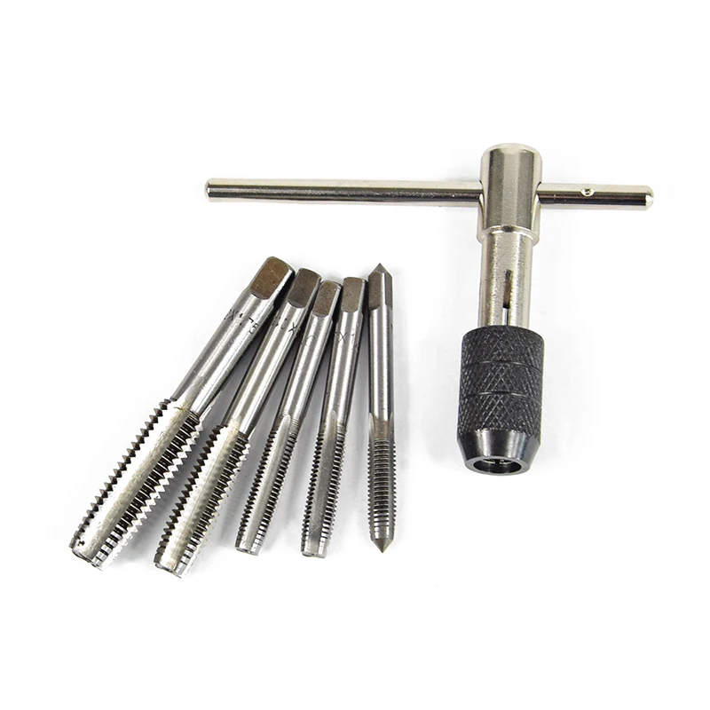 6pcs M6 M7 M8 M10 M12 Thread Tap Wrench Set Tungsten Steel Screw Thread Tap Drill Bit For Metal Working Metric Hand Taps