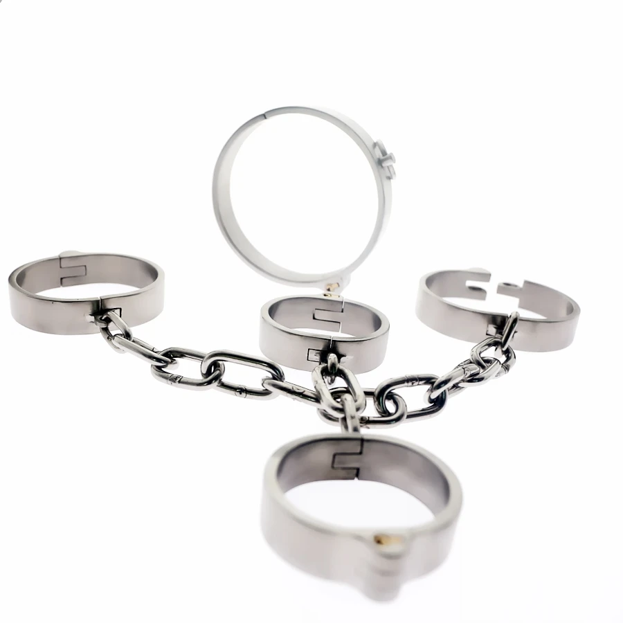 

SM Sex Toys Stainless Steel Adjustable Handcuffs Restraints Ankle Cuff Restraints BDSM Bondage Slave Adult Sex Game For Couple