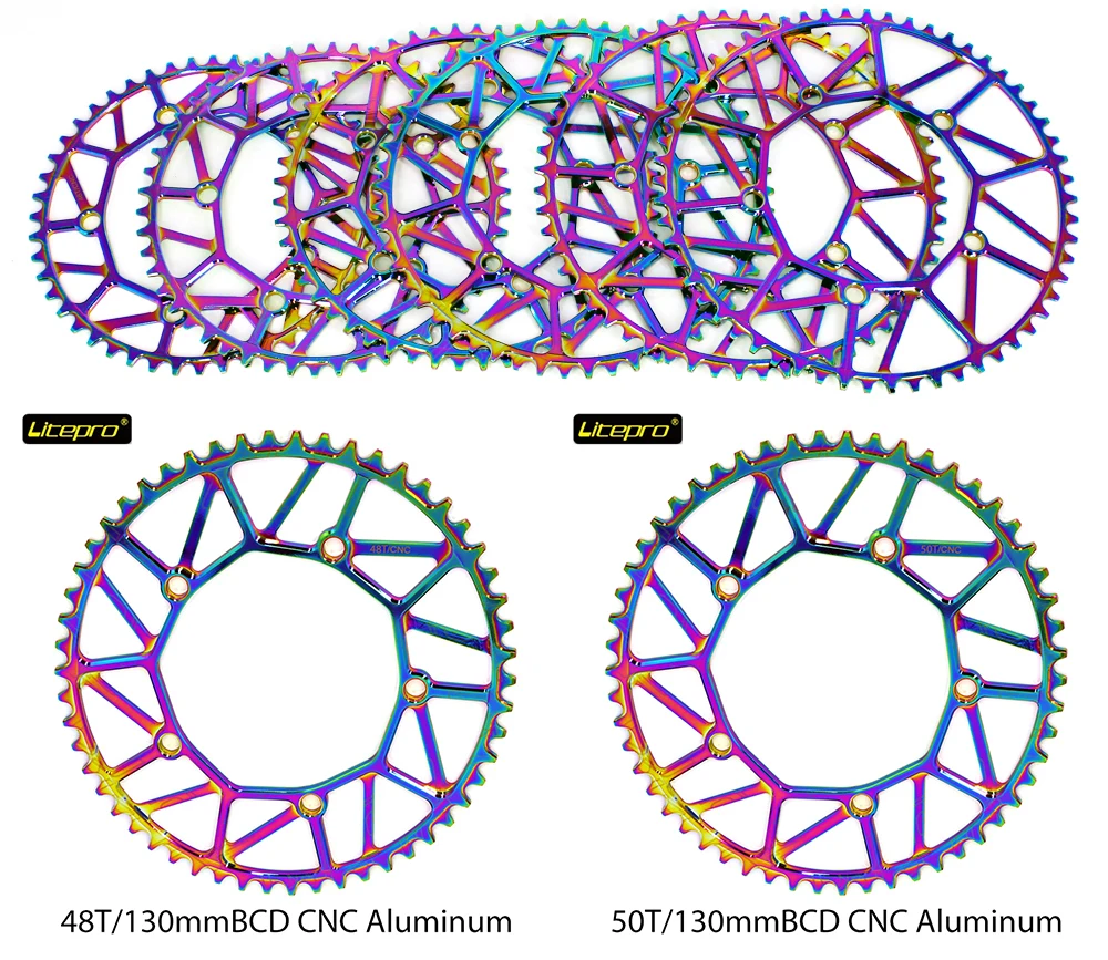 Litepro Chainring 130BCD 48T 50T 52T 54T 56T 58T Single Disc Chainwheel Folding Bike Chain Wheel bmx Chain Link Bike Parts