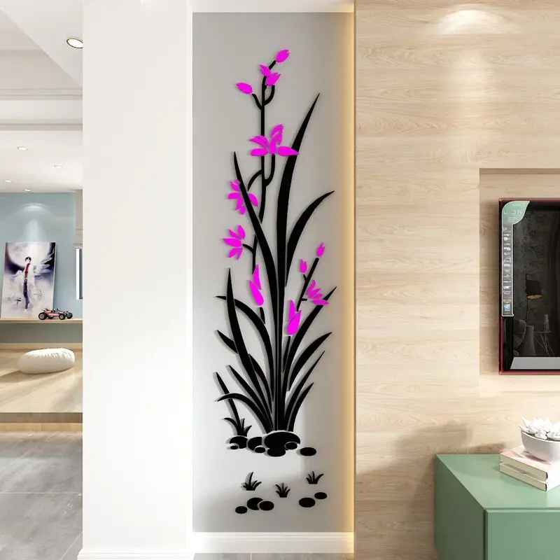 New arrival Narcissus Flower Acrylic wall stickers For Living room Chinese style Office wall decoration Home art wall decor