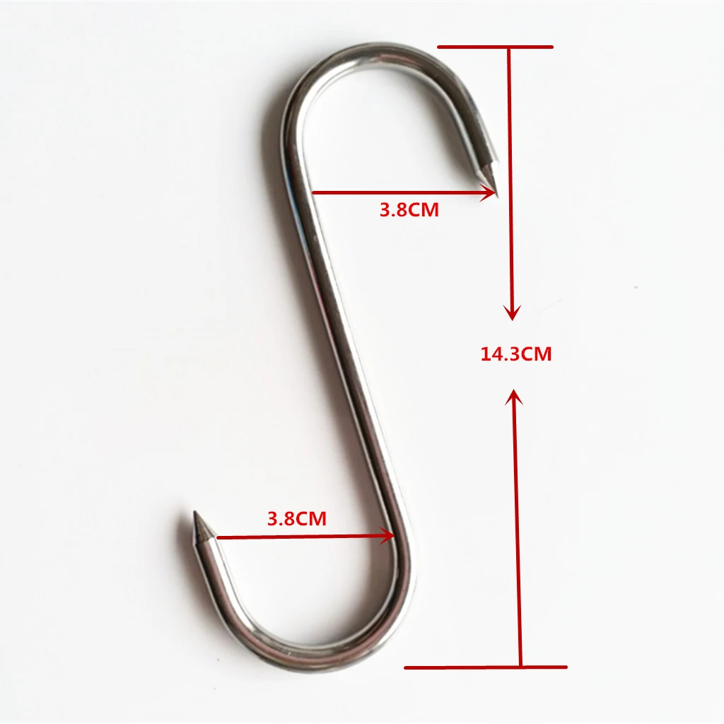 Butcher Meat Hanging S Hook 5.63inch (14.3cm) Kitchen Utensil Hanging Hanger - Heavy Duty 316 Stainless Steel