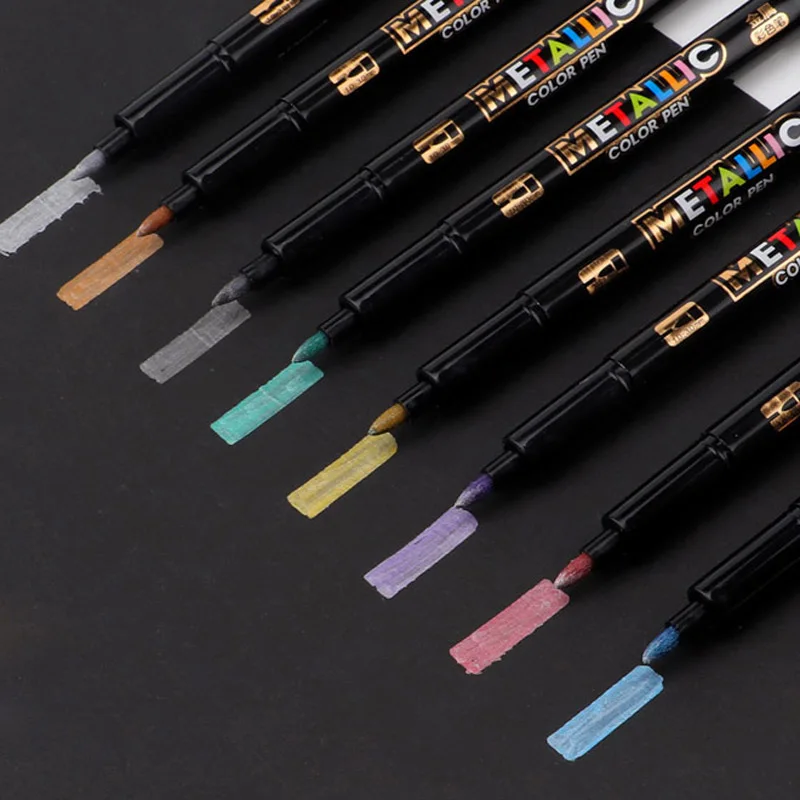 

8pc set metalli color Pen Art Marker brush pen mark write Stationery Student Office school supplies Calligraphy pen