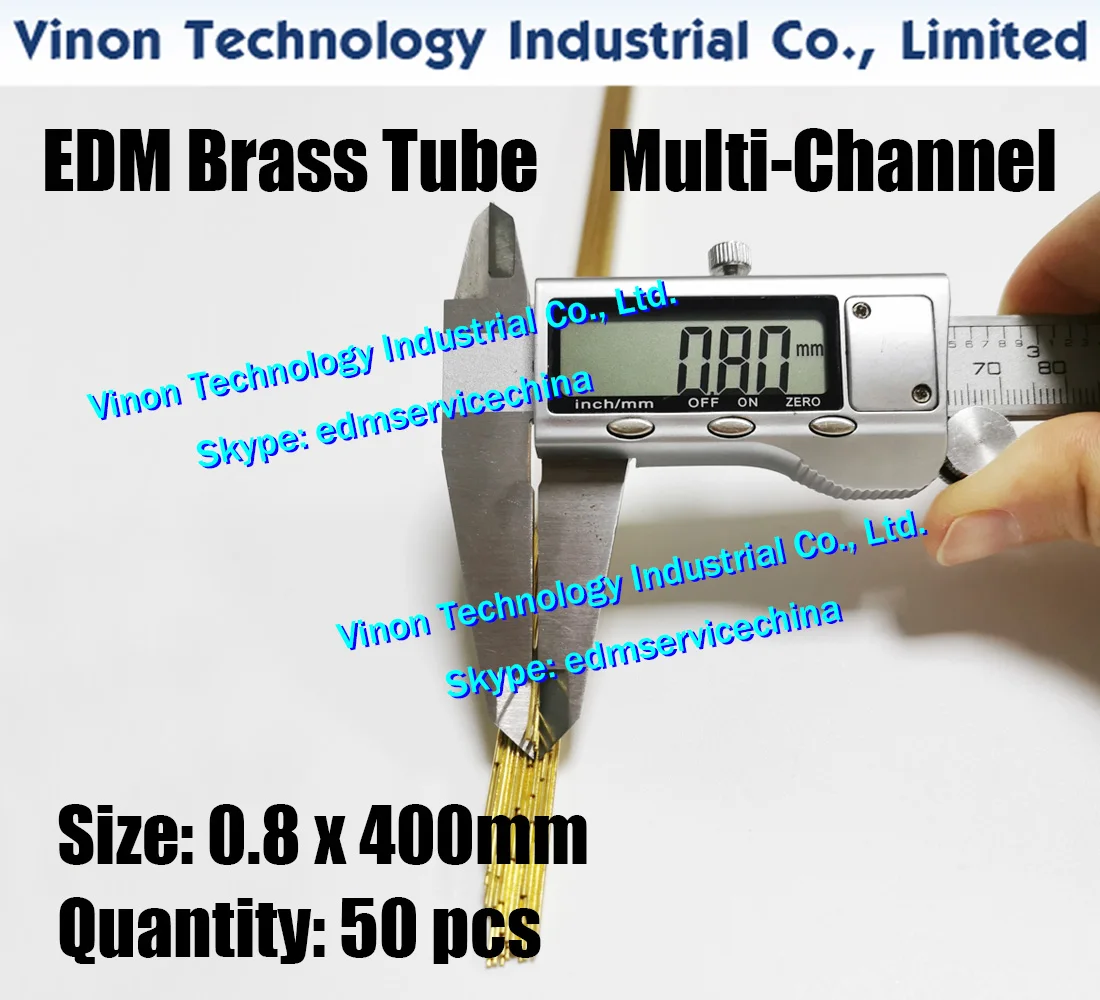 (50pcs/bag) 0.8x400MM Brass Tube Multi-Channel, Brass EDM Tubing Dia. 0.8mm Length 400mm, EDM DRILLING Tube Electrode Multihole