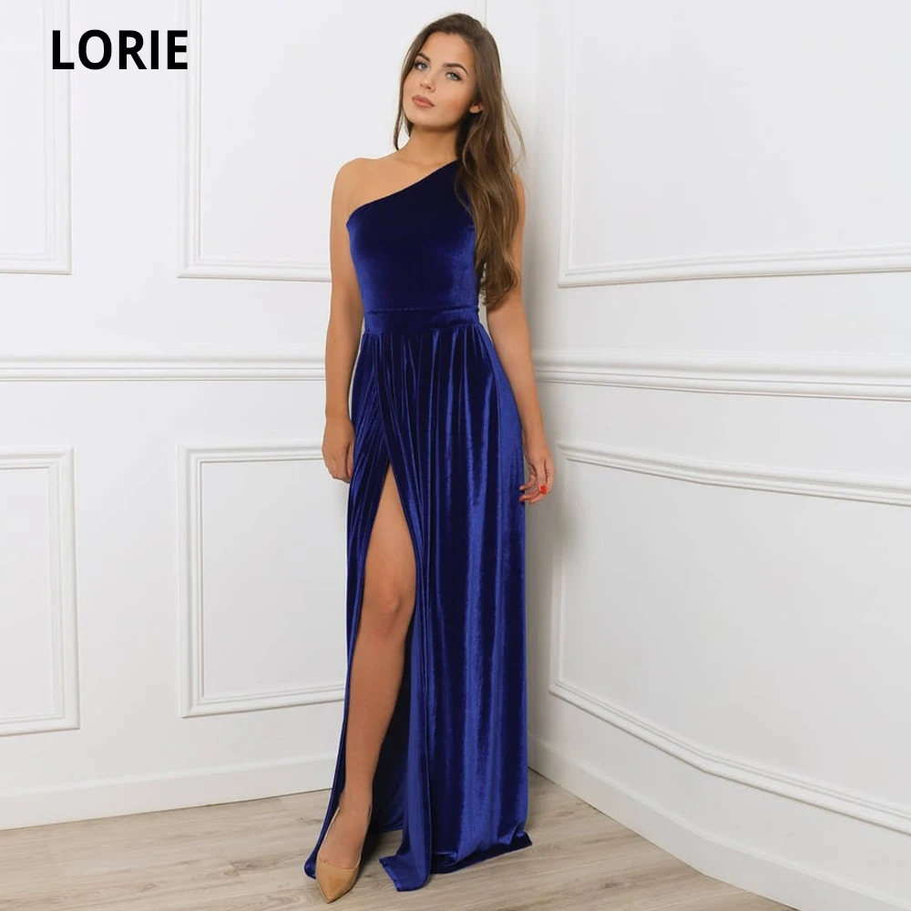 LORIE A Buon Mercato Royal Blue Velvet Abiti Da Sera Una Spalla Formale Abito Del Partito Lungo Maxi Dress Plus Size Abiti Occasioni Speciali