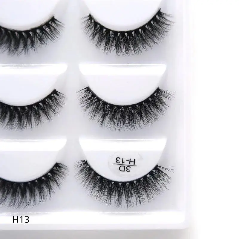 5 Pairs Multipack 3D Mink Lashes False Eyelashes Handmade Wispy Fluffy Long Lashes Natural Eye Makeup Tools Eye Lashes H13 E08