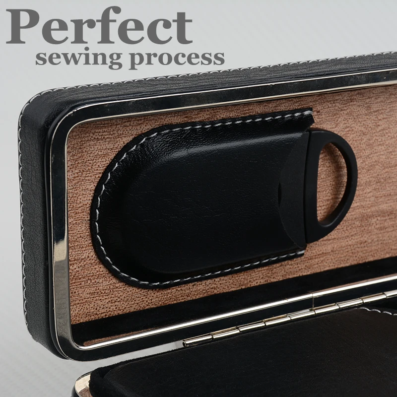 Travel Cigar Case Cedar Wood Storage box Leather Cigar Box Mini Humidor with Cigar Cutter without humidifier Cuban Havana
