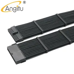 Angitu 24pin Extension Cable Motherboard 24Pin ATX Male to Female 4mm Sleeved High Quality-30cm