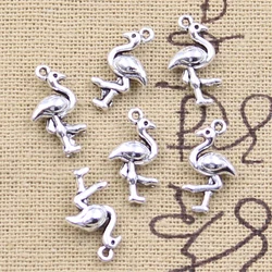 30pcs Charms Single Stand Crane Flamingo 16x9mm Antique Silver Color Pendants Making DIY Handmade Tibetan Finding Jewelry