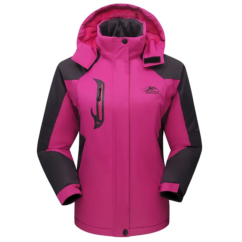 

Autumn and winter couple mountaineering warm windproof hooded solid color clothing outdoor riding cold men and women