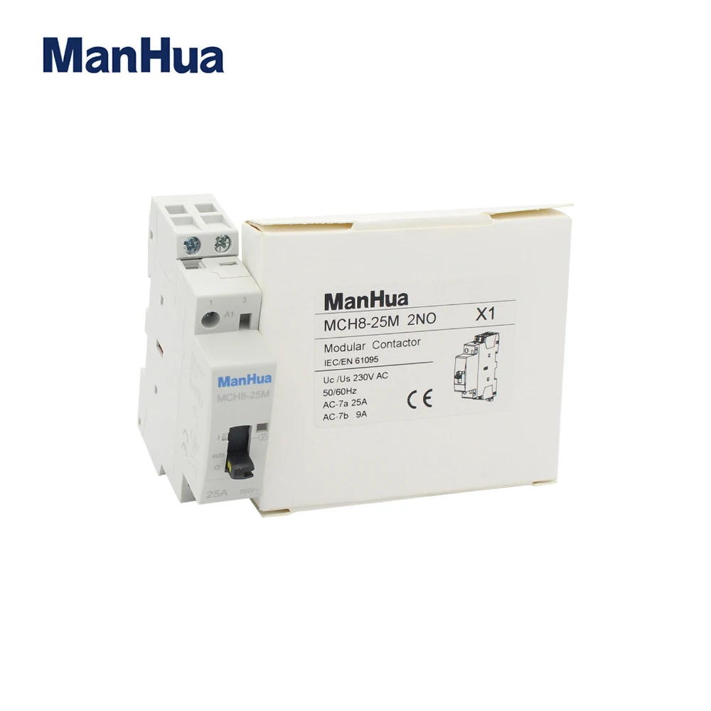 ManHua MCH8-25M 2P 25A 220V/230V 50/60HZ Din rail Household ac Modular contactor with Manual Control Switch