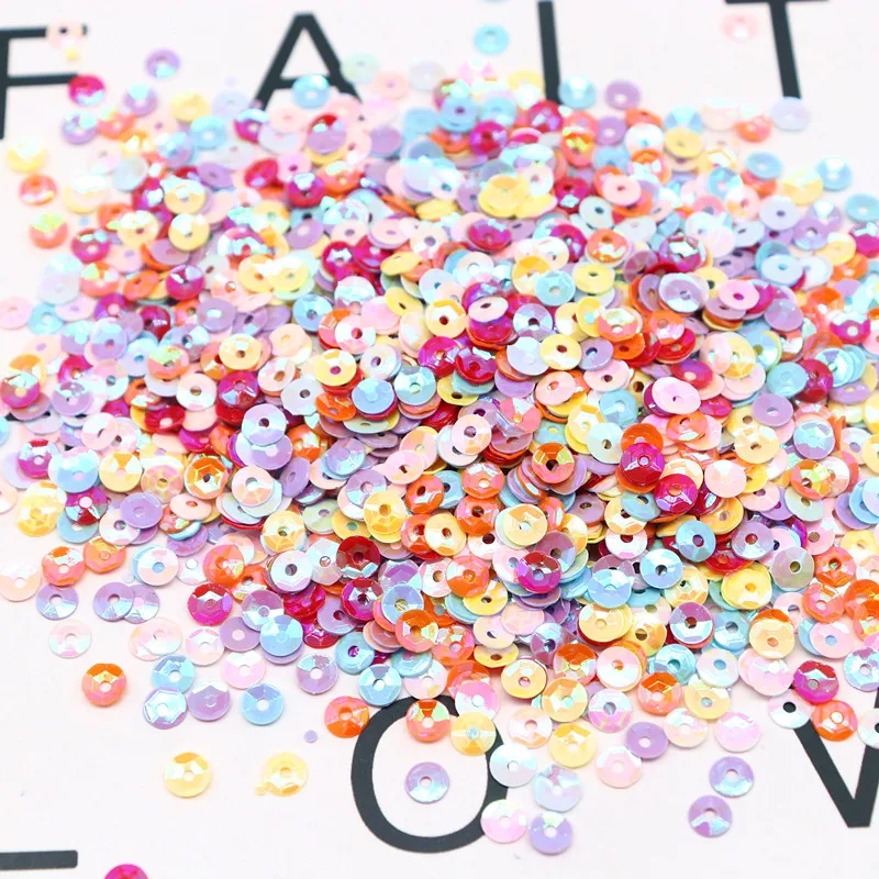 10g Multicolor Sequin Curved Cup Loose PVC Multi-Size 4mm 5mm Sequin Sewing Wedding Crafts Clothing Accessories Beaded Piece