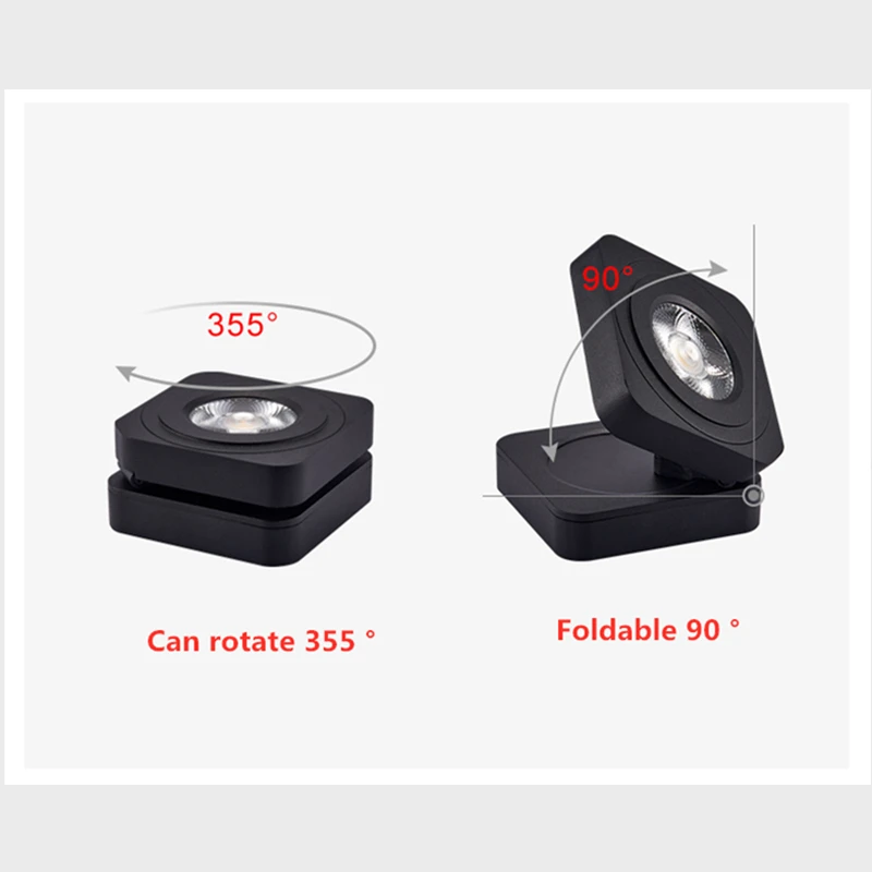 Folding COB LED Downlights 10W 12W  Surface Mounted Led Ceiling Lamps Spot Light 360 Degree Rotation Downlights AC220V