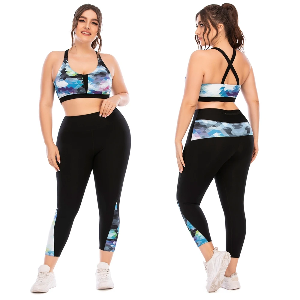 

Yoga Sets Women's 2 Piece Set Leggings + Elastic Sports Bras Women Gym Clothing Fitness Sportswear Workout Seamless Sports Suits