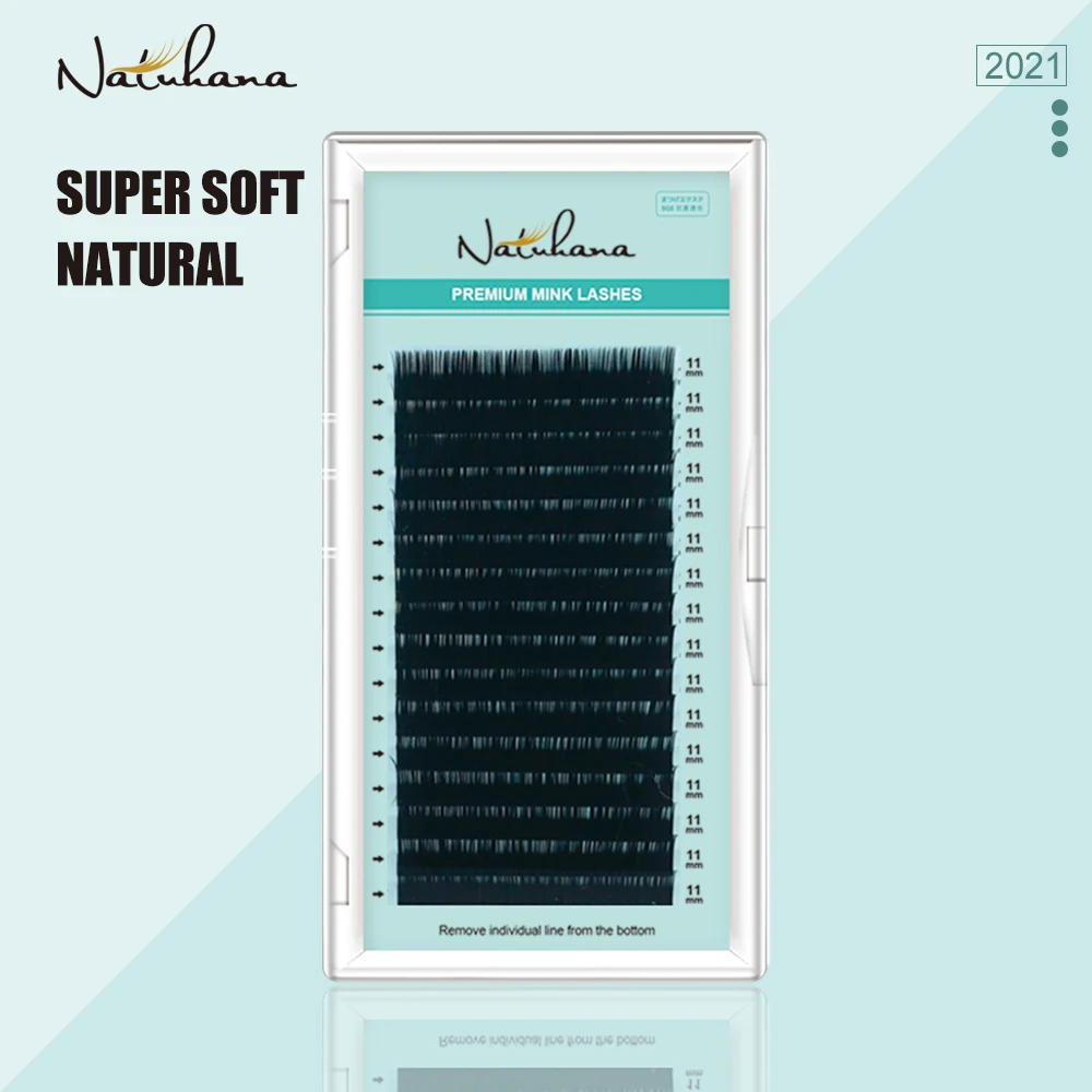 NATUHANA 16Rows C cc D dd Natural Mink Eyelash Extension individual Korea PBT Fake Eyelashes Matte False Eye Lashes Makeup Tools