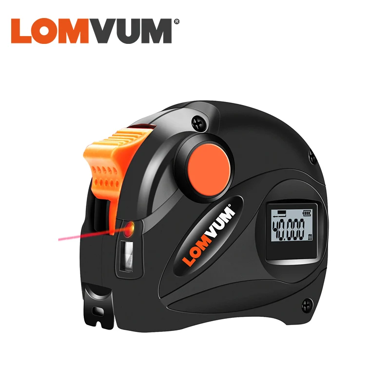 

LOMVUM Rechargeable Laser Tape Measure 2 in 1 USB Charging Tape LCD Display 16FT/5M Digital Tape Metric/Inches/Ft Measuring Tool