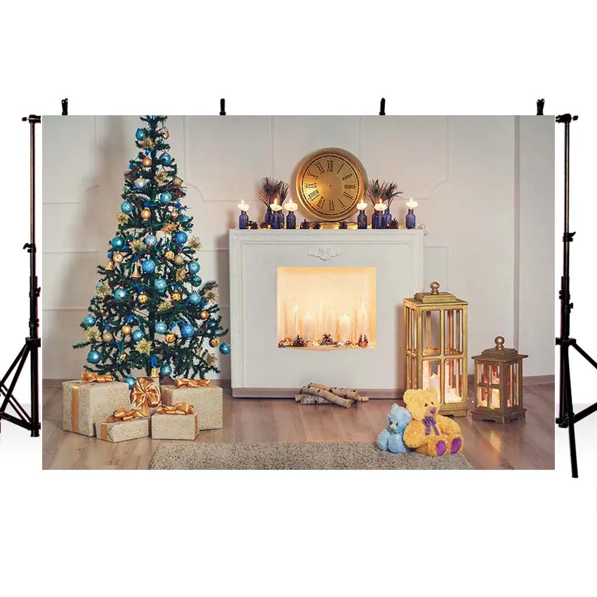 Avezano Winter Weihnachten Baum Geschenk Laterne Uhr Kamin Boden Party Baby Dekoration Hintergrund Foto Hintergrund Custom Studio