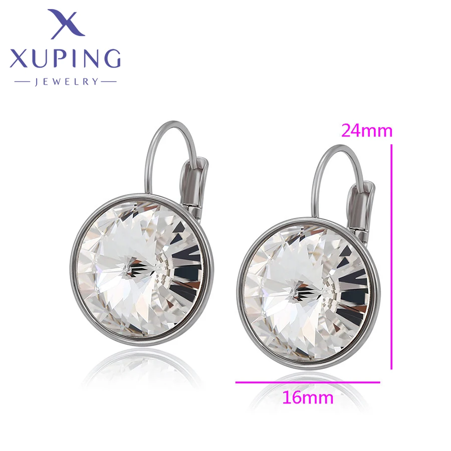 Xuping Jewelry Charm High Quality 14mm Stone Fashion Elegant Round Trendy Style Crystal Earring for Women Party Gift