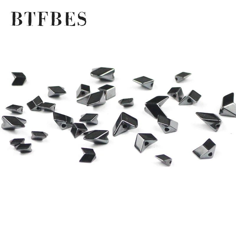 BTFBES 4/6/8MM Triangle pointer Arrows Black Hematite beads Natural Stone spacer Loose beads for Jewelry Making DIY bracelets