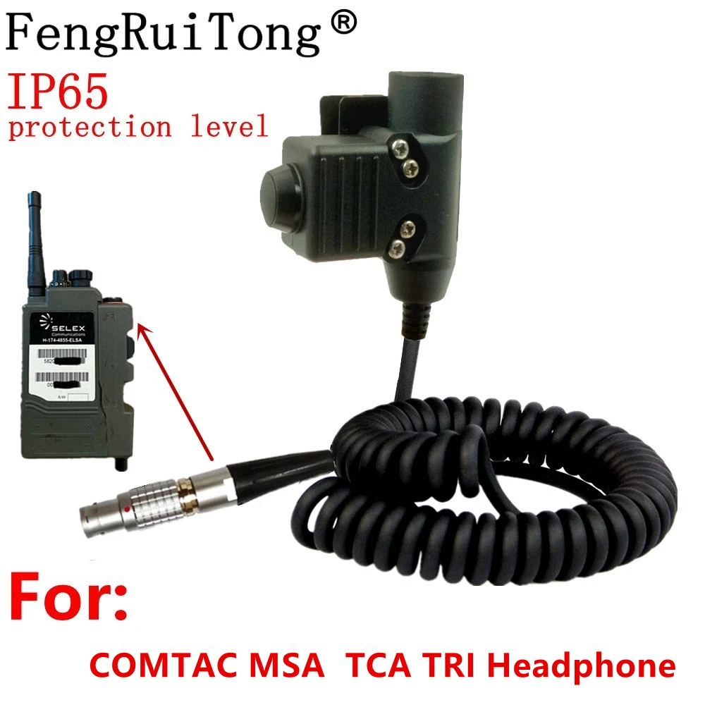 IP65 Tactical U94 PTT Headset Accessory PTT For COMTAC MSA TCA TRI Headphone for Selex H4855 Radio, Bowman PRR radio PRC343